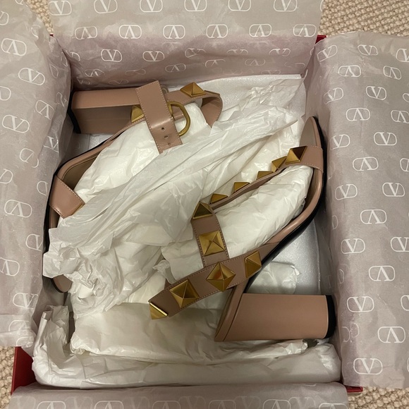 Valentino Garavani Women's Sandals with Gold Rockstuds - 37 - Picture 6 of 7